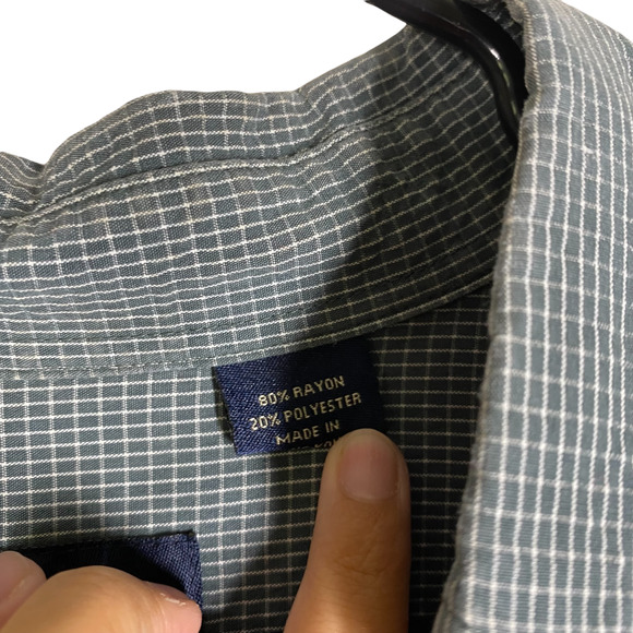 Lucchese Blue and White Plaid button up sz Large - Picture 6 of 12